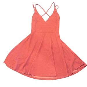 Verdusa Women's Crisscross Open Back Deep V Neck Short Fit Dress Dusty Pink L